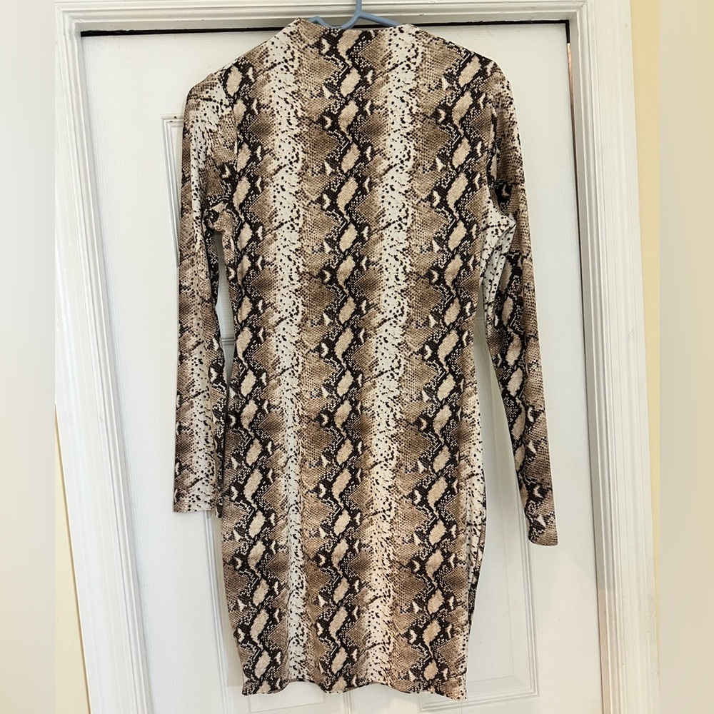 Snakeskin Print Long Sleeve Dress- Medium